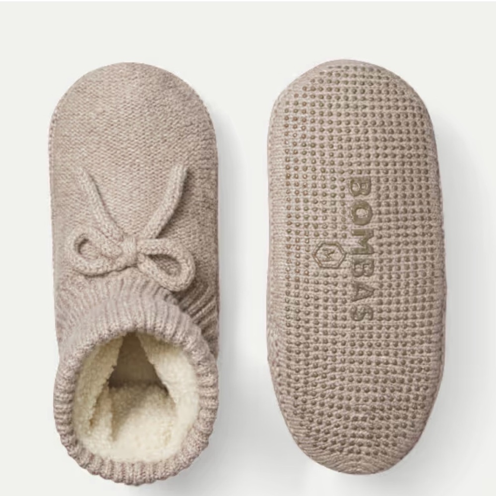 Bombas Knit Gripper Slipper Booties - Dusty Rose
